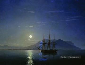 voile au large de la côte de la Crimée dans la nuit de pleine lune Ivan Aivazovsky Peinture à l'huile